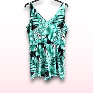 Tropical Leaf Print Sleeveless Playsuit – Size 14