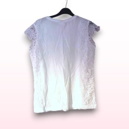 White Beloved T-Shirt with Lace - Size M - Image 2