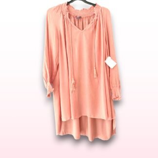 Blush Pink Tassel Tie Tunic - Size 14W
