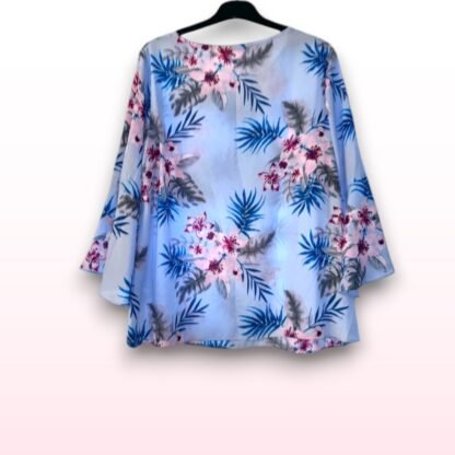 Floral Print 3/4 Length Frill Sleeve Top - UK 16 - Image 2