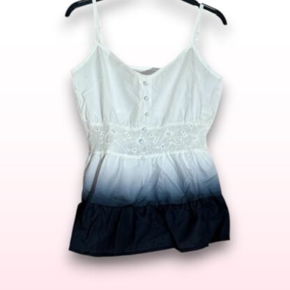 White Black Ombre Cami Ruffle Vest Top - Size S - Image 2