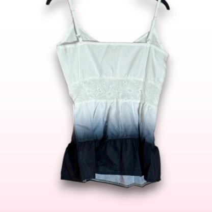 White Black Ombre Cami Ruffle Vest Top - Size S - Image 3