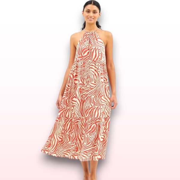 Zebra Print Strappy Midi Sundress - UK 22