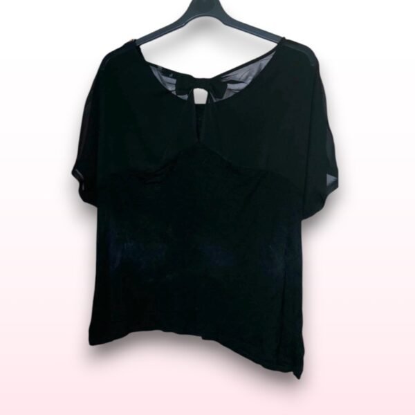 Black Top with Gold Sequins and Bow - UK 18 - Image 2