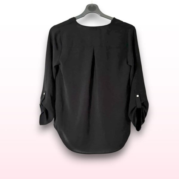 Black Zip Up Blouse - UK 8 - Image 2