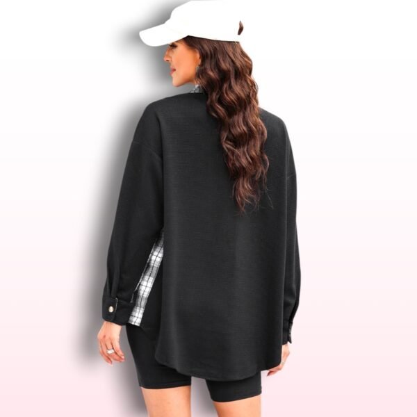 Black and Check Shirt Jacket Shacket - Size M - Image 2