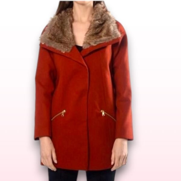 Fur Collar Red Parka Coat - UK 12