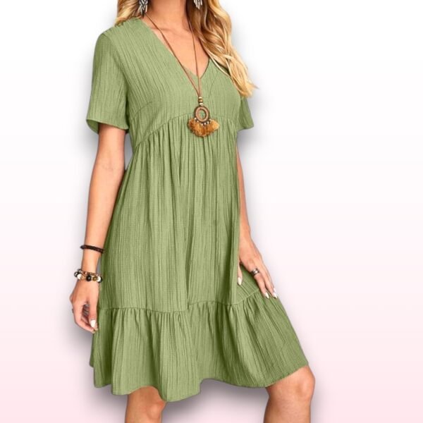 Green Flowy Ruffle Dress - Size M