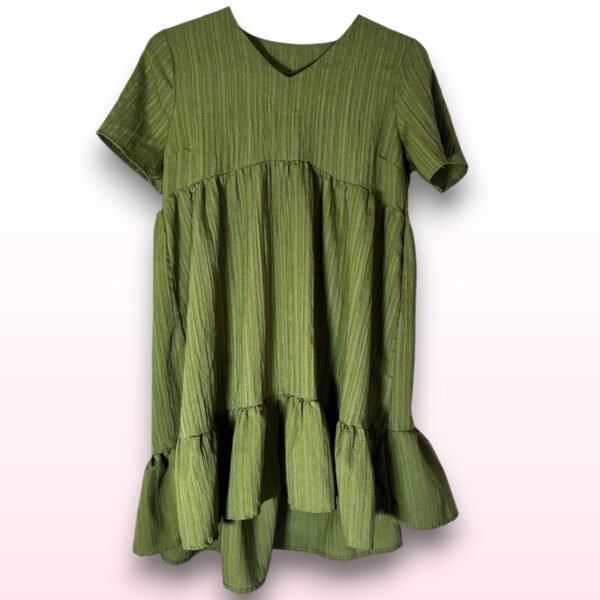Green Flowy Ruffle Dress - Size M - Image 2