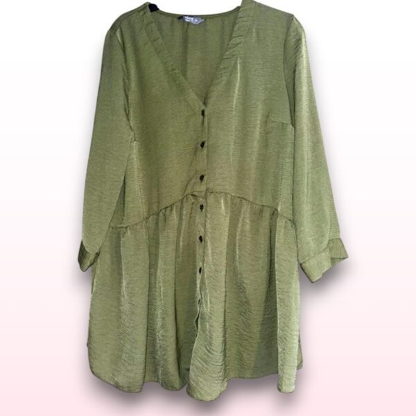 Khaki Green Shirt Dress - UK 12