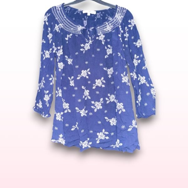 Navy Floral Blouse Top - One Size