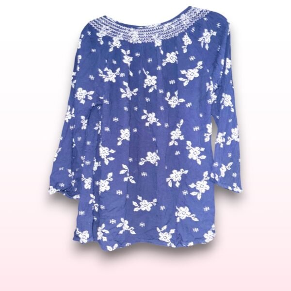Navy Floral Blouse Top - One Size - Image 2
