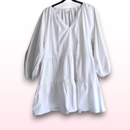 White Cotton Ruffle Dress – Size XL - Image 2