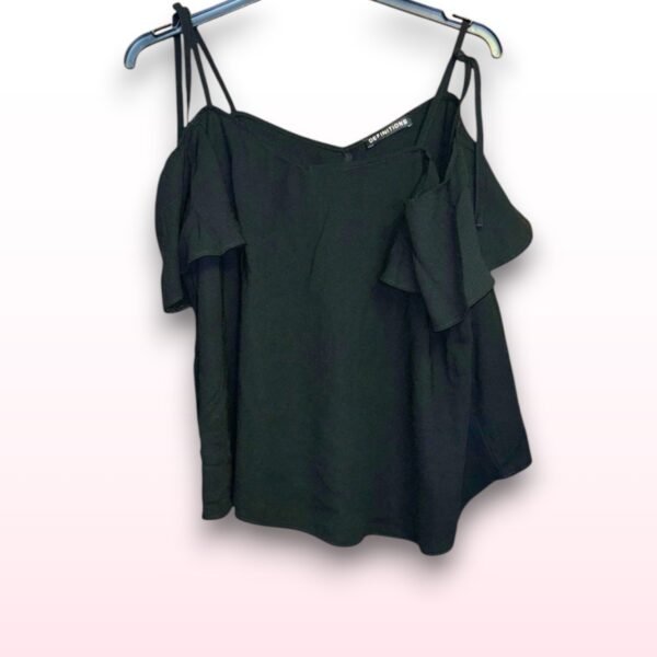 Black Cold Shoulder Top with Tie Sleeves – Size 18