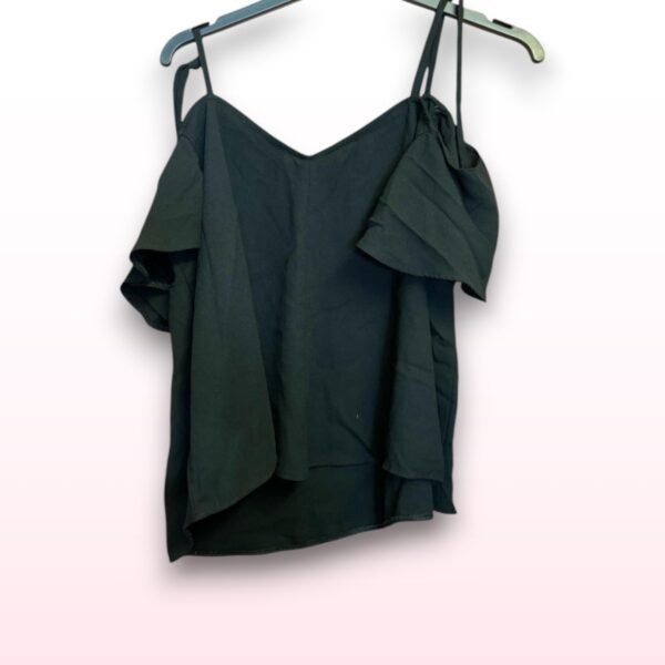 Black Cold Shoulder Top with Tie Sleeves – Size 18 - Image 2