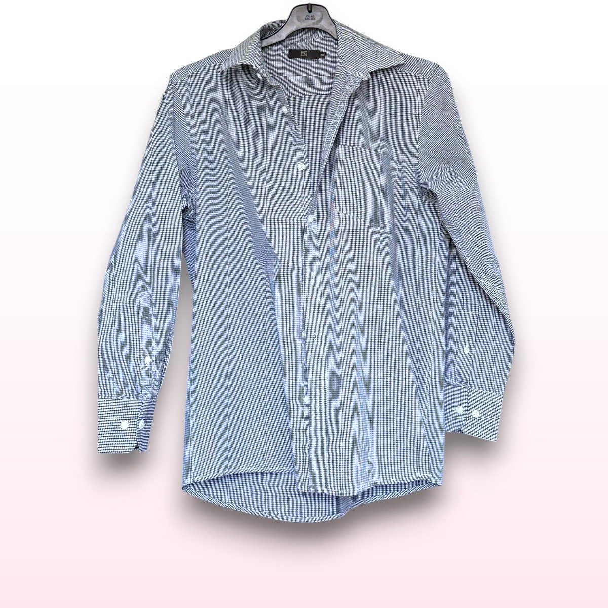 Black & White Small Check Long Sleeve Shirt – 15.5”