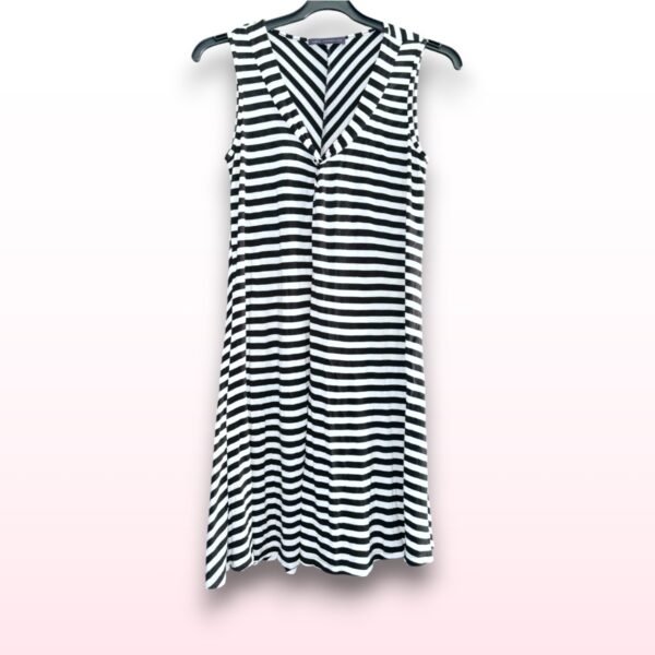 Black & White Striped Sleeveless Casual Dress – Size 14