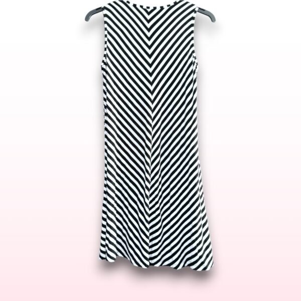 Black & White Striped Sleeveless Casual Dress – Size 14 - Image 2