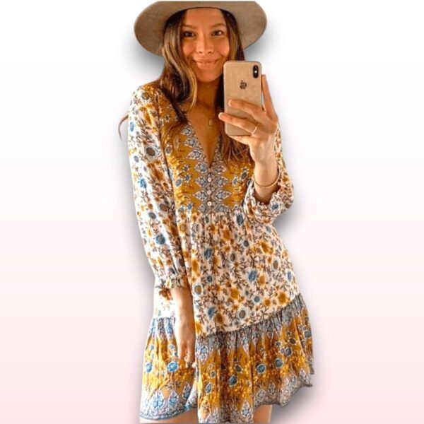 Boho Style Floral Midi Festival Dress – Size Small