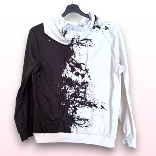 Boys Ink Splat Hoodie – Black & White “BRAVE” - Age 13–14 - Image 2
