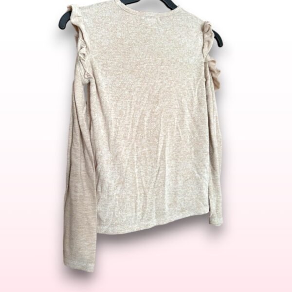 Girls Cold Shoulder Ruffle Top – Beige (Age 10–11, Primark) - Image 2