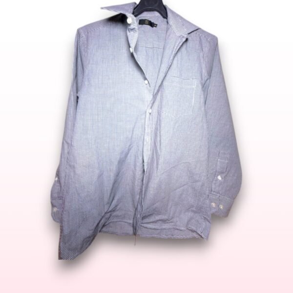 Men’s Black & White Checked Formal Shirt – 15.5" Collar (TU)