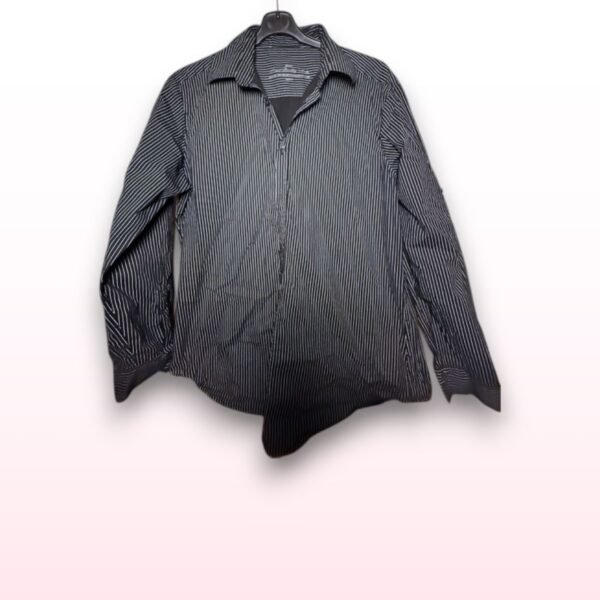 Men’s Black & White Striped Formal Shirt – Size L (Next)