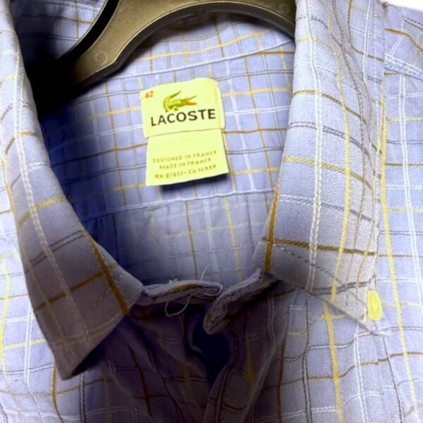 Men’s Blue Checked Shirt – Size 42 (Lacoste) - Image 3