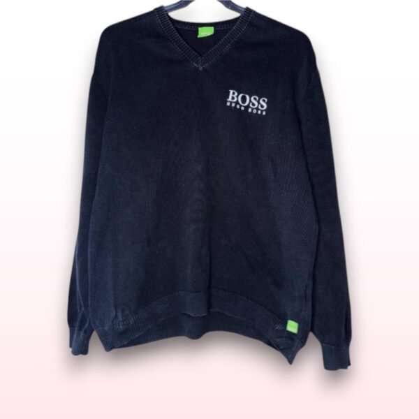 Men’s Hugo Boss V-Neck Jumper – Black (Size L)