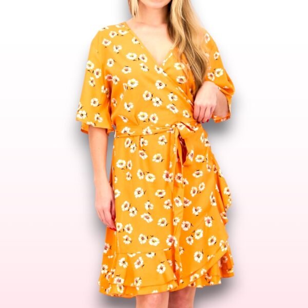 Orange Floral Wrap Dress – UK 10 Petite