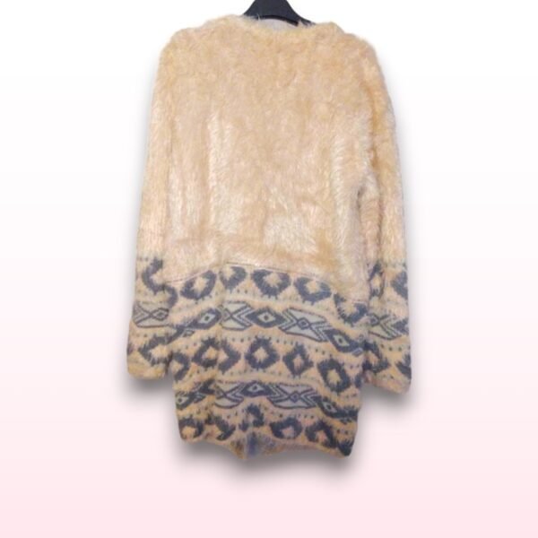 Pink Fluffy Geometric Patterned Cardigan – One Size - Image 2
