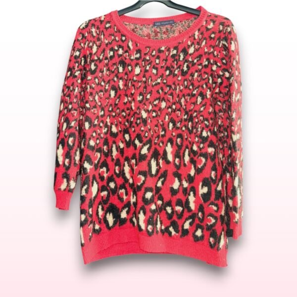 Red Furry Leopard Print Jumper – Size 18