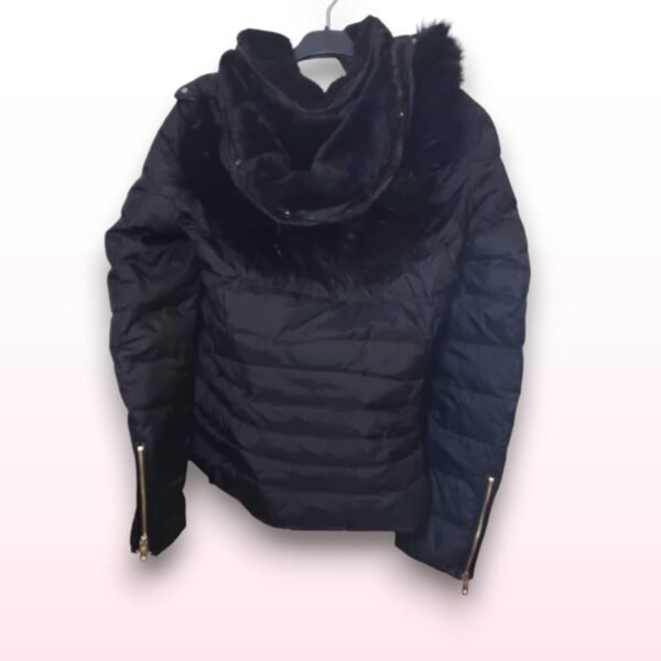 Zara Black Puffa Down Hooded Coat – Size M - Image 2
