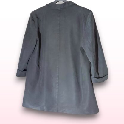 Black Suede-Feel Long Blazer – Size 12 - Image 2