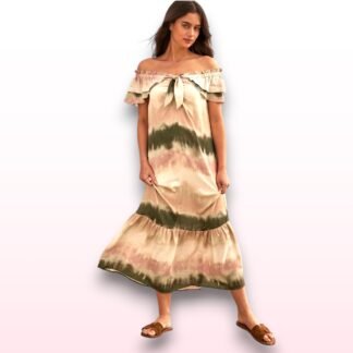 Boho Tie-Dye Off-Shoulder Maxi Dress – Size 22