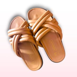 Camel Brown Padded Strap Sliders – UK 4
