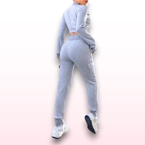 Chic Me Grey Two-Piece Jogger Set – Size Large - Image 2