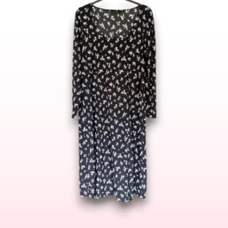 F&F Black Floral Midi Dress – Long Sleeve – Size XL