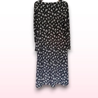 F&F Black Floral Midi Dress – Long Sleeve – Size XL - Image 2