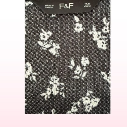 F&F Black Floral Midi Dress – Long Sleeve – Size XL - Image 3