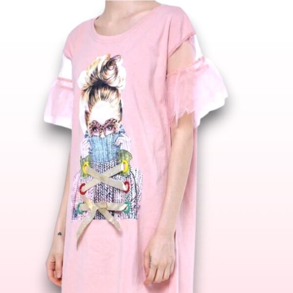 Graphic Print Shift Dress / Long T-Shirt – Small - Image 3