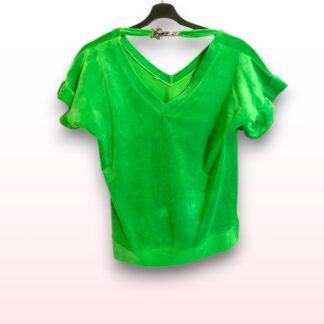 Green Velour Short Sleeve Top – Size S/M