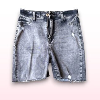 Grey Wash Distressed Jean Shorts – Size S
