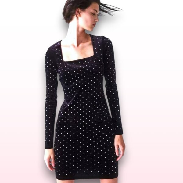 H&M Velvet Sequin Dress – Black – Size XS
