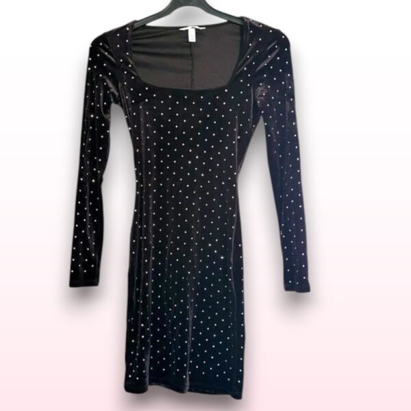H&M Velvet Sequin Dress – Black – Size XS - Image 2