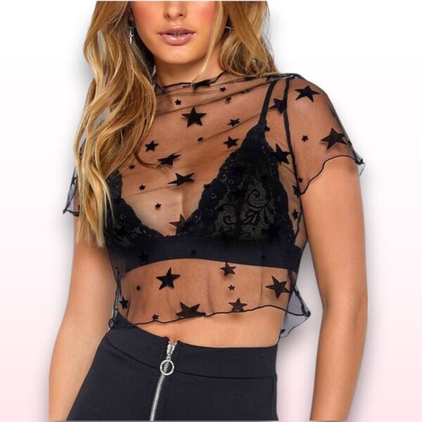 Mesh Star Crop Top – Size Medium