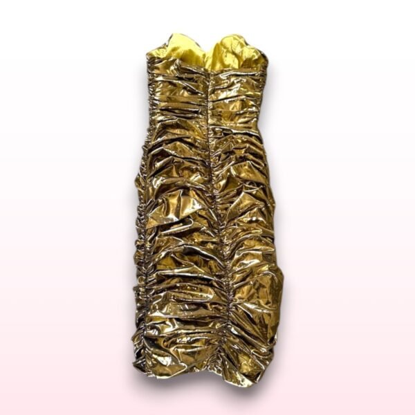 Metallic Gold Ruffle Bandeau Dress - Small - Image 3