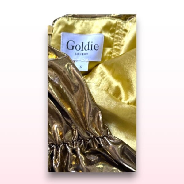 Metallic Gold Ruffle Bandeau Dress - Small - Image 4