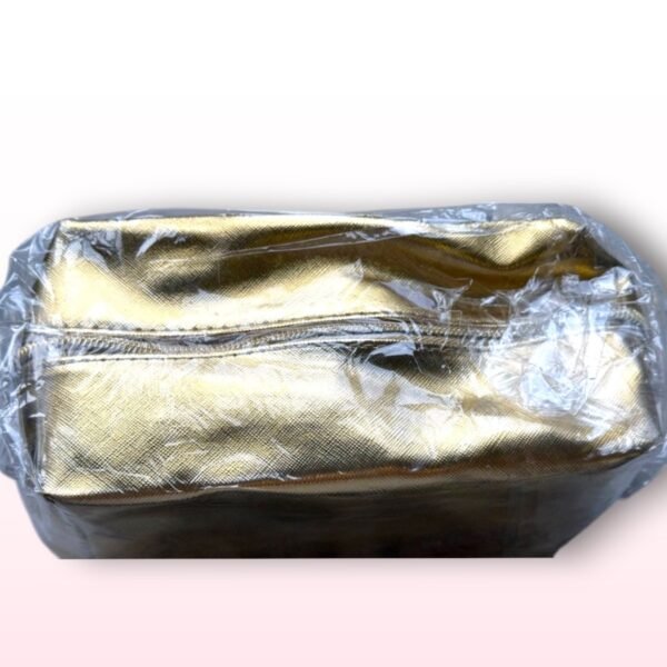 Metallic Gold Zip-Up Makeup Bag