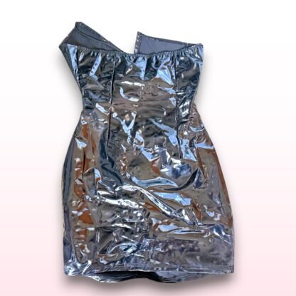 PVC Faux Leather Cut-Out Mini Dress – Size 8-10 - Image 2